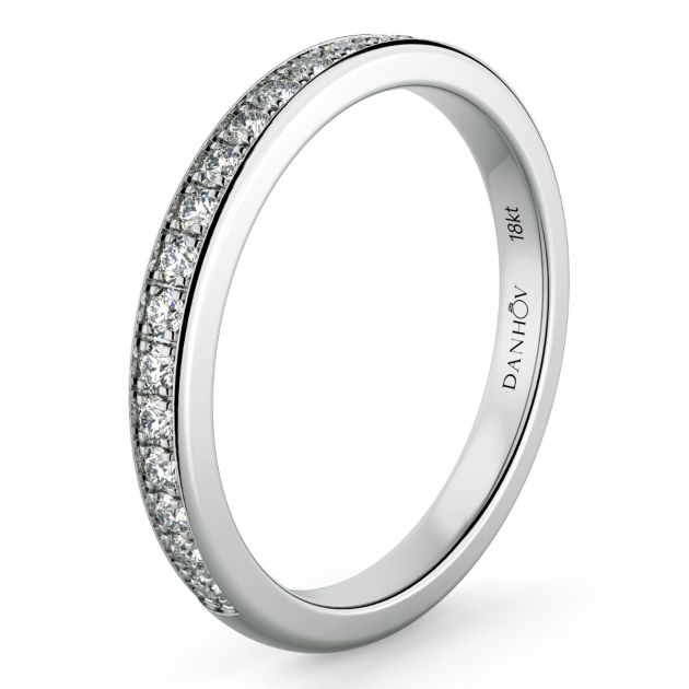 Danhov Classico Handmade Diamond Wedding Band in 14k White Gold