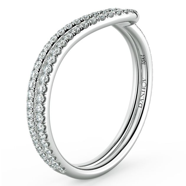 Danhov Abbraccio Double Quarter Moon Curved Diamond Band in 14k White Gold