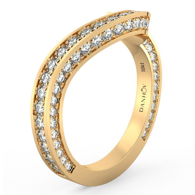 Danhov Abbraccio Curved Diamond Wedding Band in 18k Yellow Gold