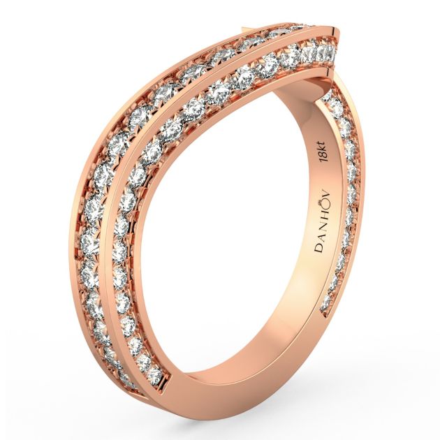 Danhov Abbraccio Curved Diamond Wedding Band in 14k Rose Gold