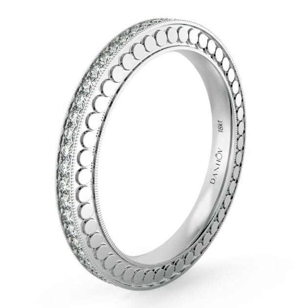 Danhov Tubetto Diamond Wedding Ring in 14k White Gold