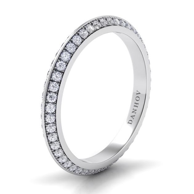 Danhov Classico Knife Edge Diamond Wedding Ring for Women in 14k White Gold
