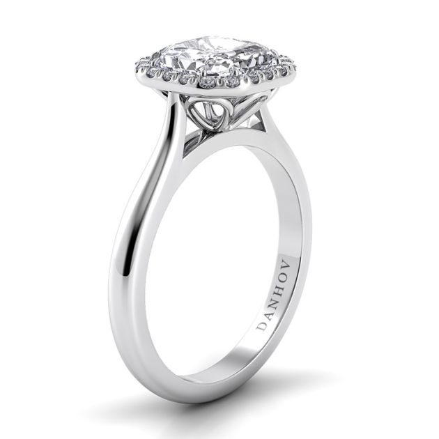 Danhov Classico Knife Edge Asscher Engagement Ring in 14k White Gold
