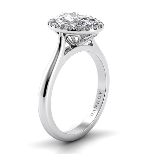 Danhov Classico Knife Edge Oval Engagement Ring in 14k White Gold