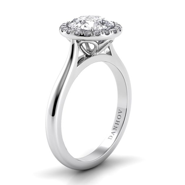 Danhov Classico Halo Engagement Ring in 14k White Gold