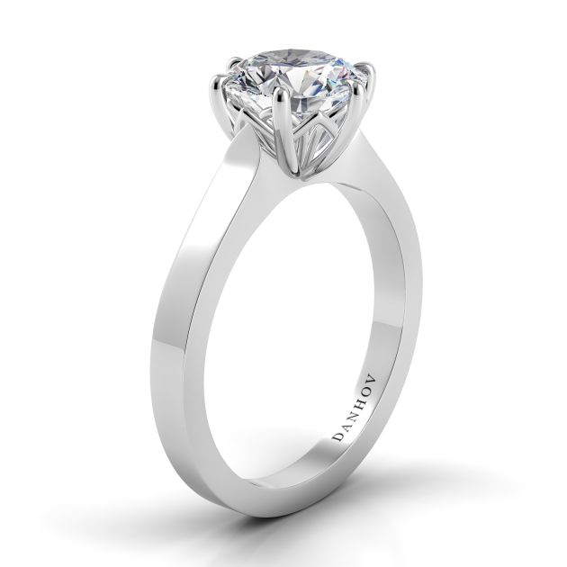 Danhov Classico Solitaire Engagement Ring Design in 14k White Gold