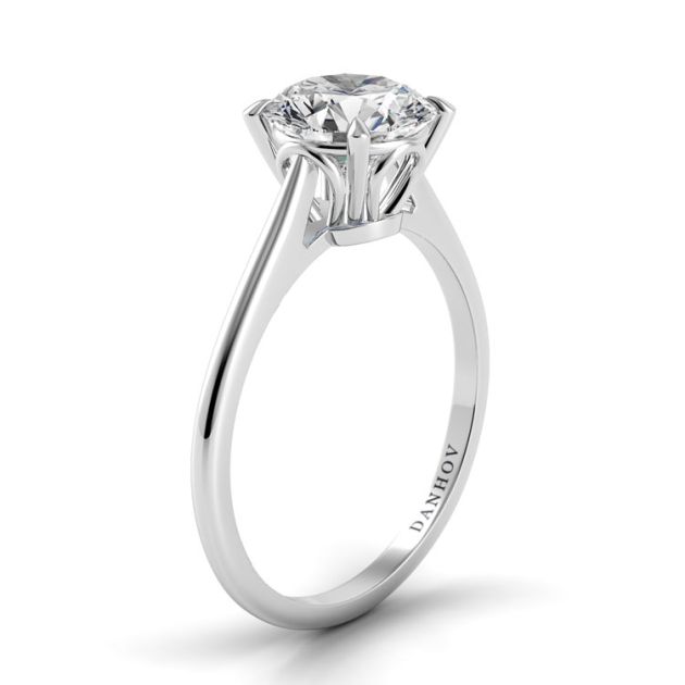 Danhov Classico Solitaire Diamond Engagement Ring in 14k White Gold