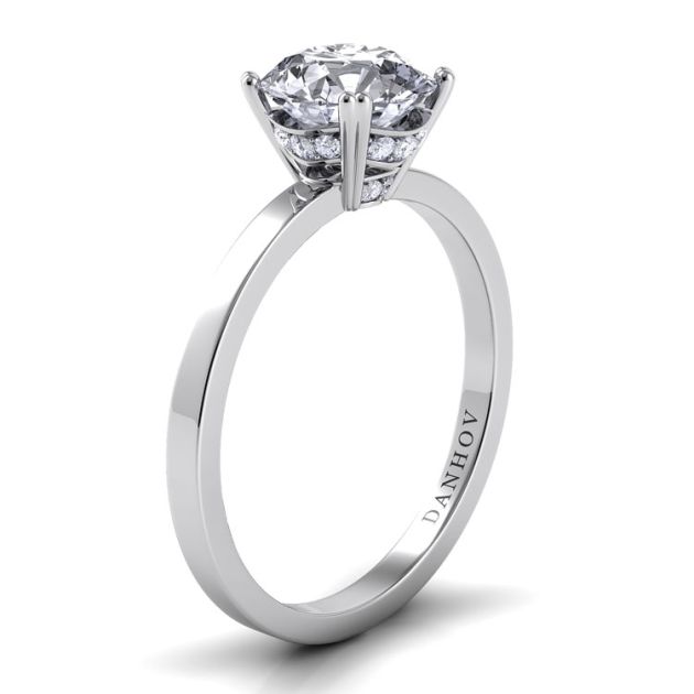 Danhov Classico Diamond Engagement Ring in 14k White Gold