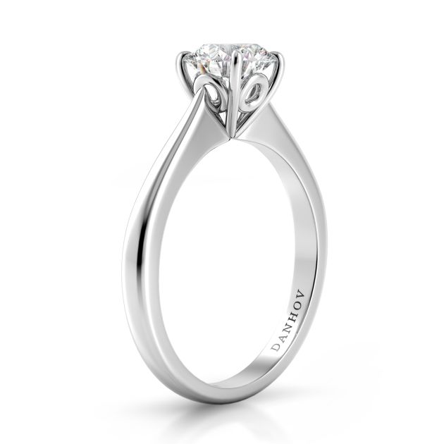 Danhov Classico Unique Solitaire Engagement Ring in 14k White Gold