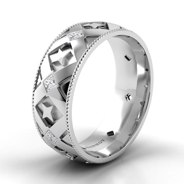 Danhov Classico Flat Diamond Men's Wedding Band in 14k White Gold