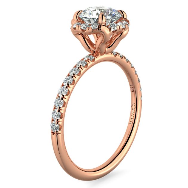 Norme De Danhov Halo Ladies Engagement Ring in 18k Rose  Gold