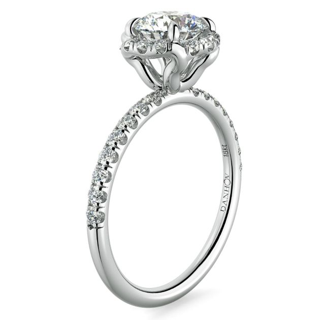 Norme De Danhov Halo Ladies Engagement Ring in Platinum