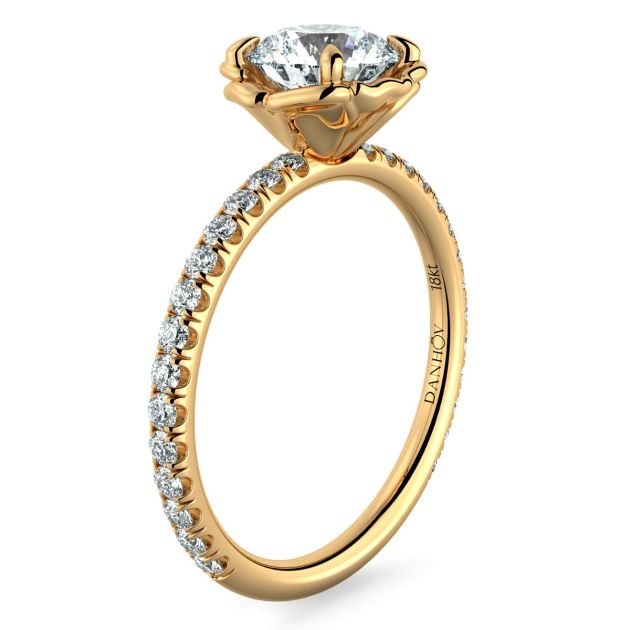 Norme De Danhov Halo Ladies Engagement Ring in 14k Yellow Gold