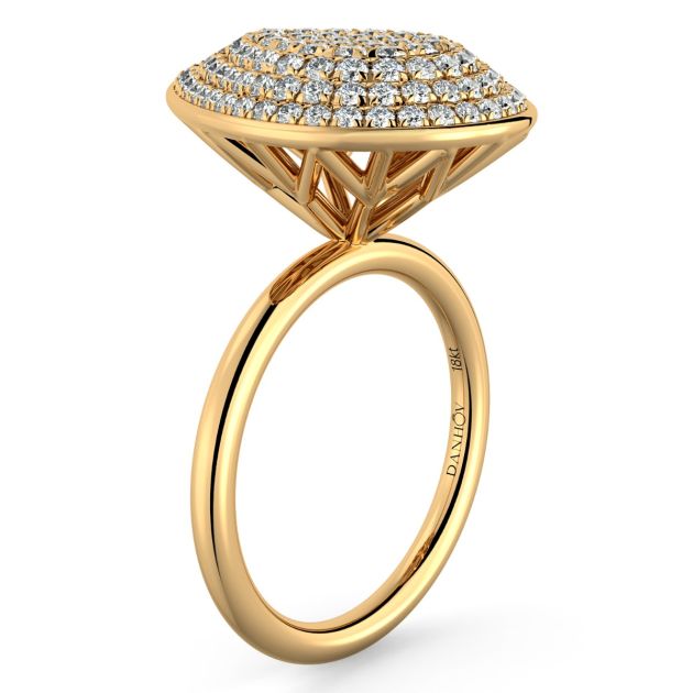Danhov Diamante Cluster Pear Shape Fine Ring in 14k Yellow Gold
