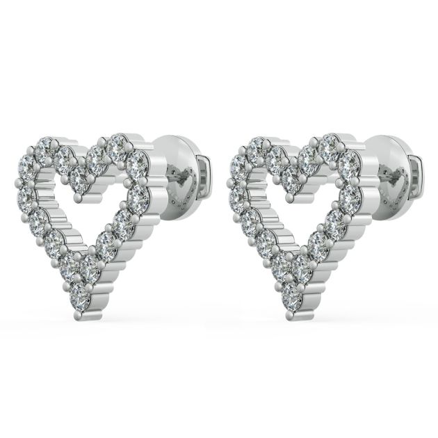 Norme de Danhov Heart Shape Diamond Earrings in 14k White Gold