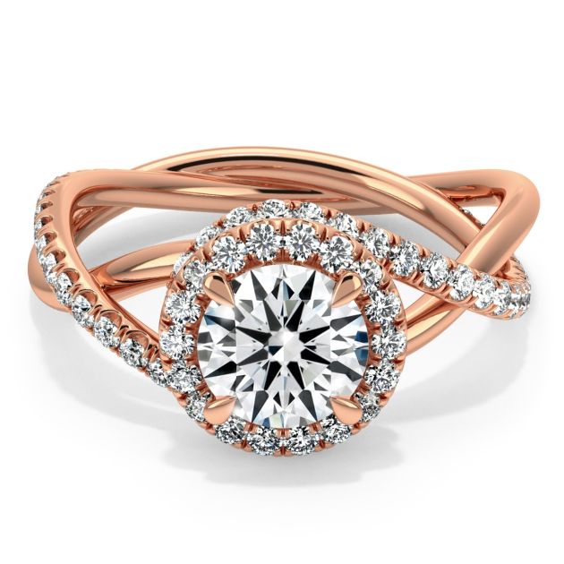 Danhov Unique Abbraccio Diamond Engagement Ring in 18k Rose Gold