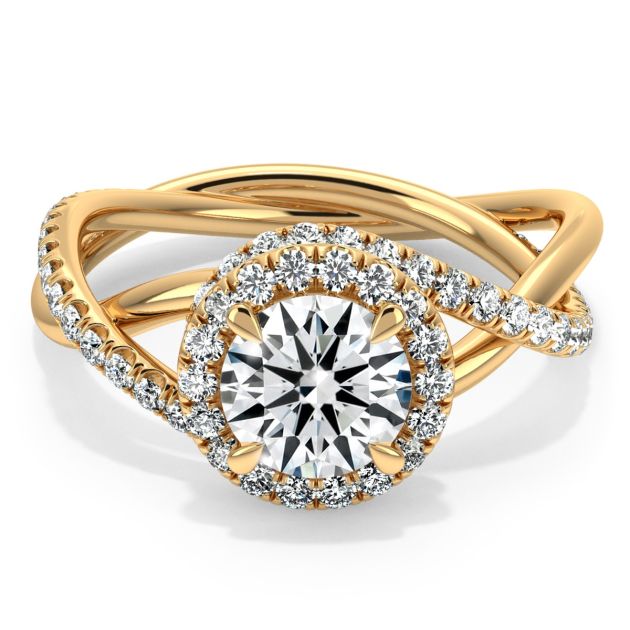 Danhov Unique Abbraccio Diamond Engagement Ring in 18k Yellow Gold
