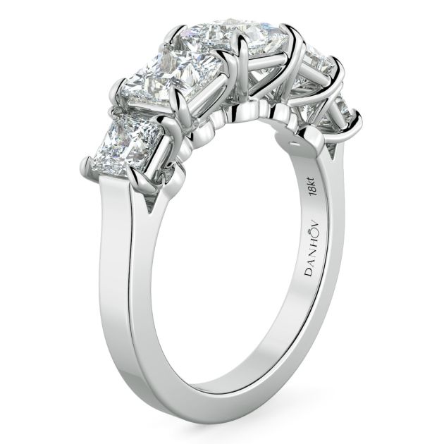 Danhov Classico Five Diamond Engagement Ring in 18k White Gold