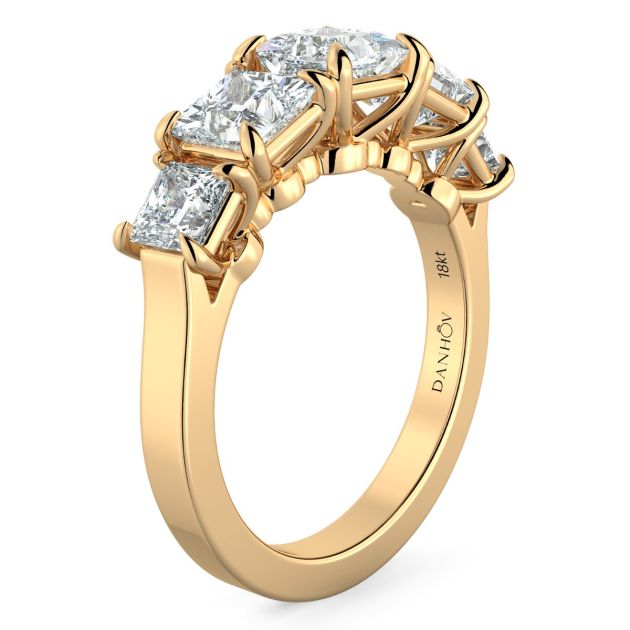 Danhov Classico Five Diamond Engagement Ring in 14k Yellow Gold