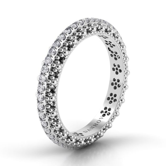 Danhov Petalo Diamond Wedding Band for Women in 14k White Gold