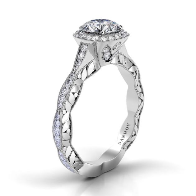 Danhov Petalo Unique Designer Engagement Ring in 14k White Gold