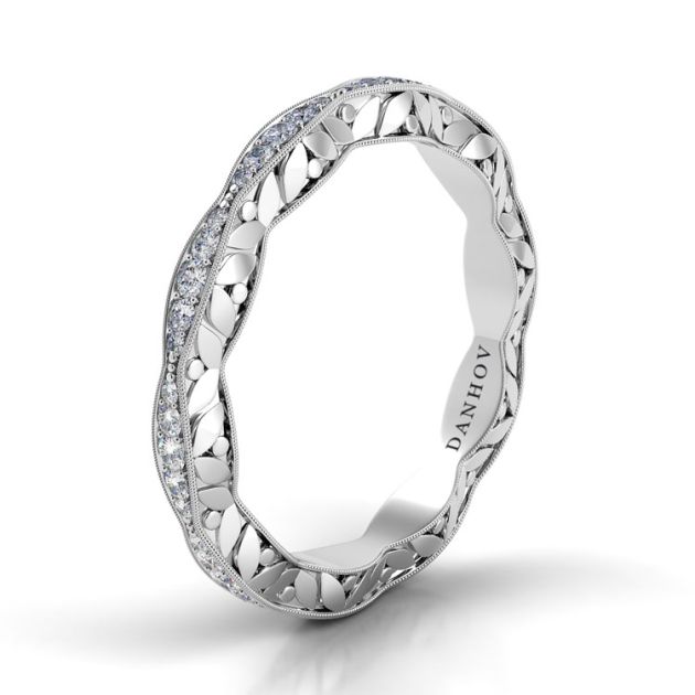 Danhov Petalo Curved Diamond Wedding Ring in 14k White Gold