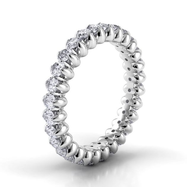 Danhov Petalo Twisted Shank Diamond Wedding Band in 14k White Gold 