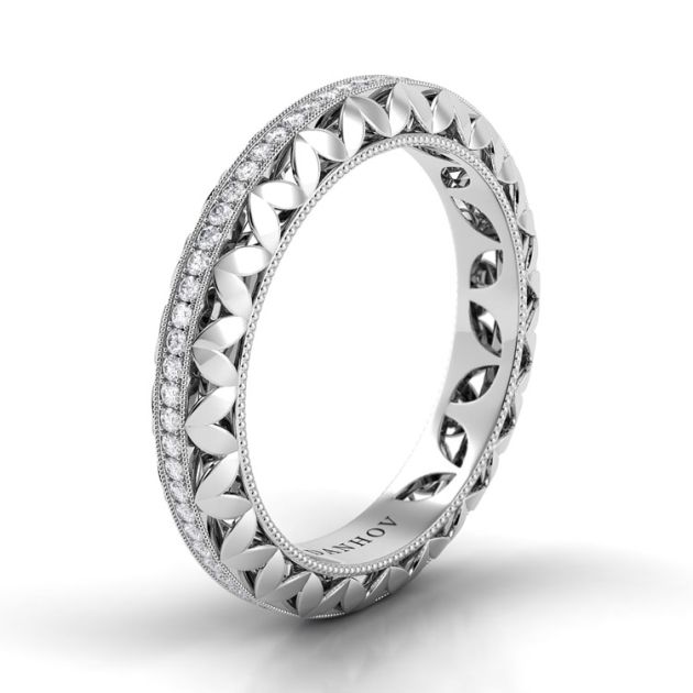 Danhov Petalo Floral Diamond Wedding Band in 14k White Gold
