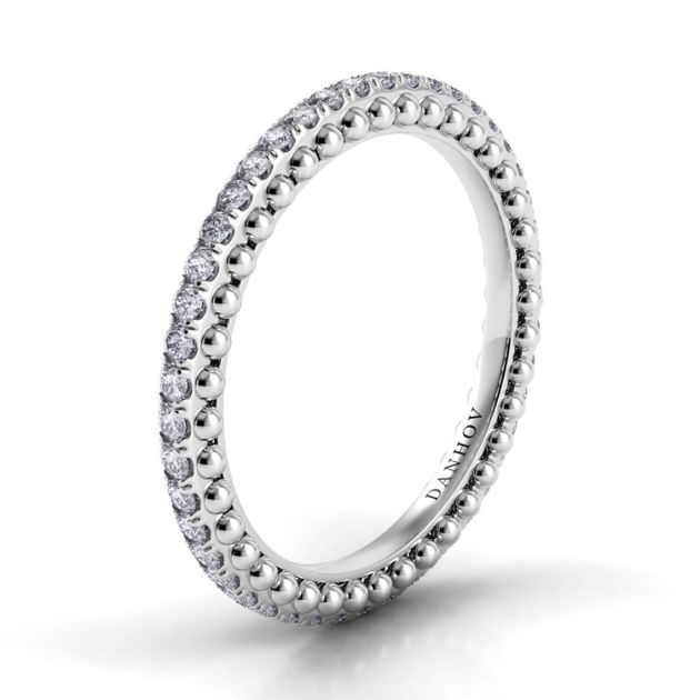 Danhov Petalo Round Diamond Wedding Band in 14k White Gold