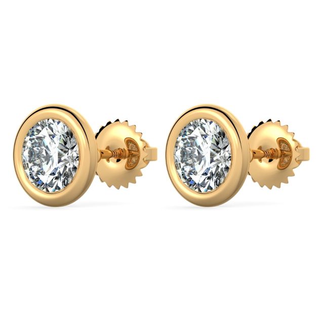 Bezel-Set Round Stud Earrings in 18k Yellow Gold 