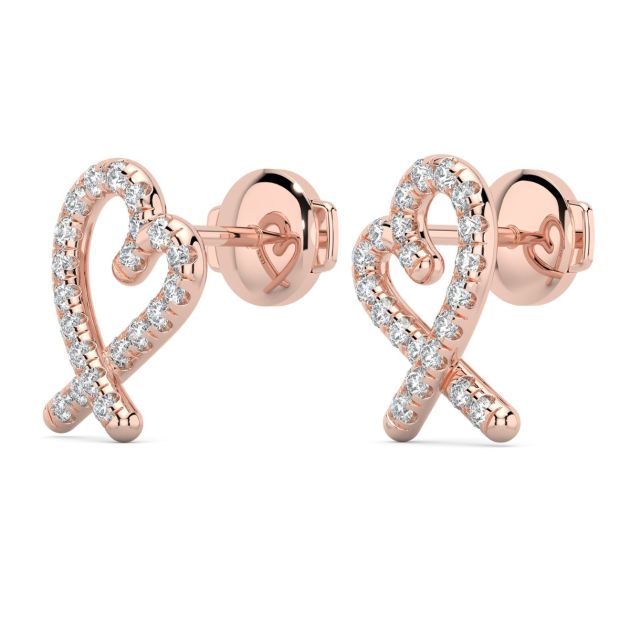 Norme de Danhov Heart Diamonds Earrings in 14k Rose gold 