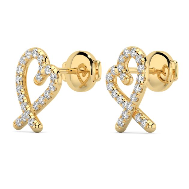 Norme de Danhov Heart Diamonds Earrings in 14k Yellow gold 