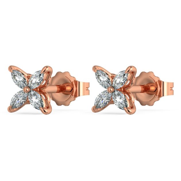 Norme de Danhov Flower Diamonds Earrings in 14k Rose Gold