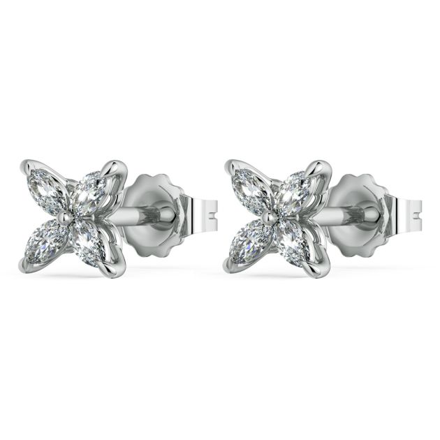 Norme de Danhov Flower Diamonds Earrings in Platinum