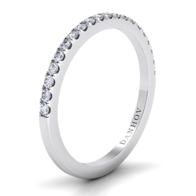 Danhov Per Lei Flat Diamond Wedding Band for Her in 14k White Gold