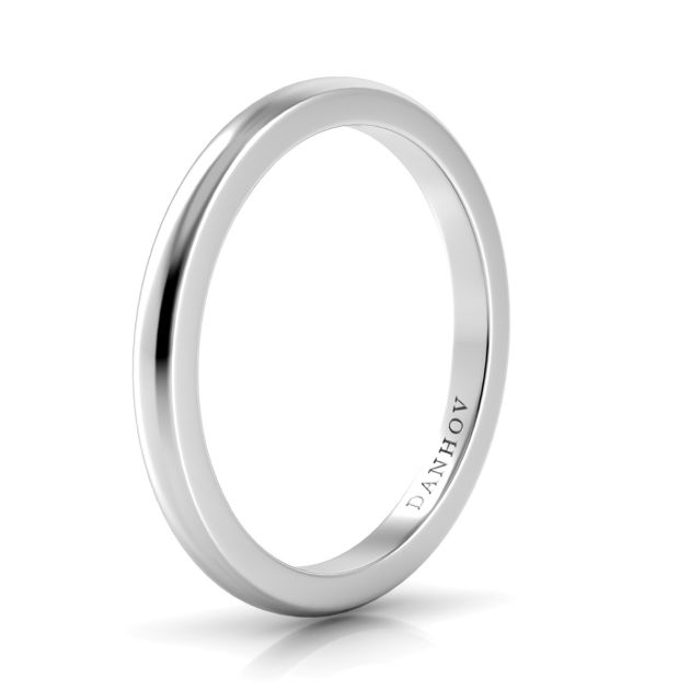 Danhov Per Lei Flat Wedding Band in 14k white Gold