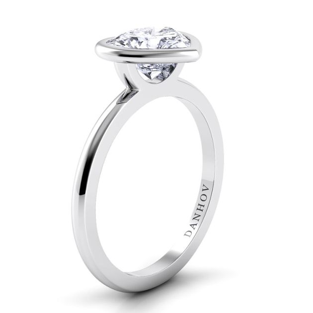 Danhov Per Lei Heart Shaped Engagement Ring in 18k White Gold
