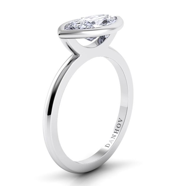 Danhov Per Lei Marquise Engagement Ring in 14k White Gold