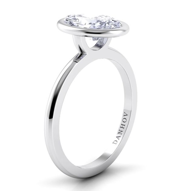Danhov Per Lei Oval Diamond Engagement Ring in 14k White Gold