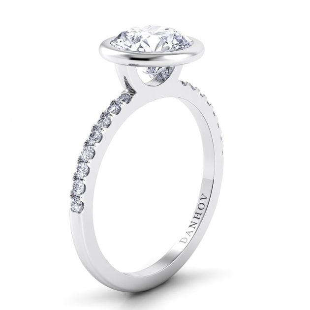 Danhov Per Lei Designer Engagement Ring in 14k White Gold