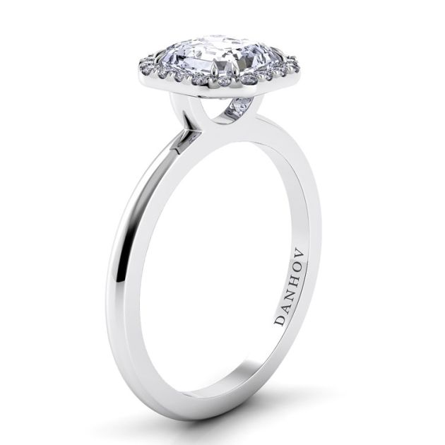 Danhov Per Lei Single Shank Asscher Cut Engagement Ring in 14k White Gold