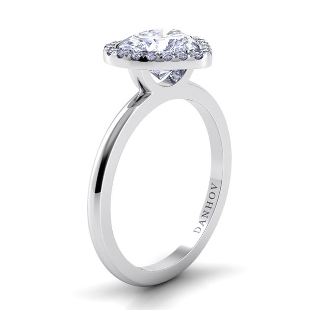 Danhov Per Lei Single Shank Heart Engagement Ring in 14k White Gold