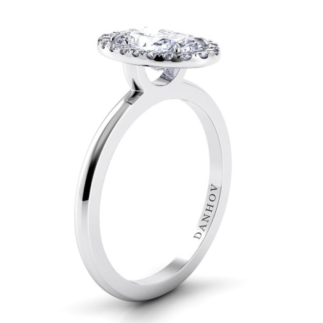 Danhov Per Lei Oval Cut Engagement Ring in 14k White Gold