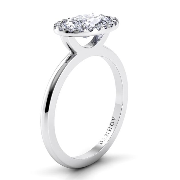 Danhov Per Lei Oval Engagement Ring in 14k White Gold