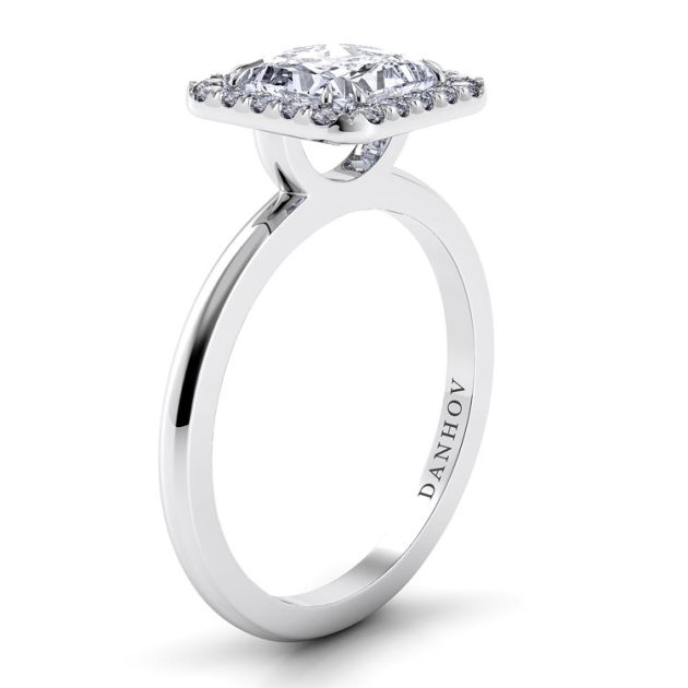 Danhov Per Lei Single Shank Princess-cut Engagement Ring in 14k White Gold