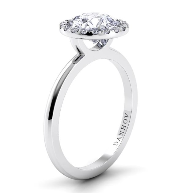 Danhov Per Lei Halo Engagement Ring in 14k White Gold