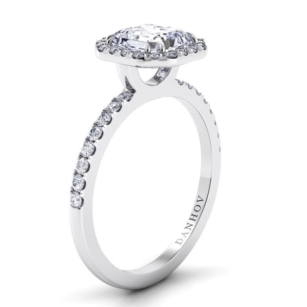 Danhov Per Lei Asscher Engagement Ring in 14k White Gold