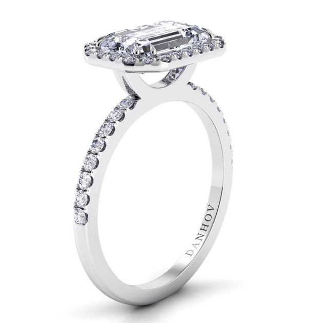 Danhov Per Lei Single Shank Engagement Ring in 14k White Gold
