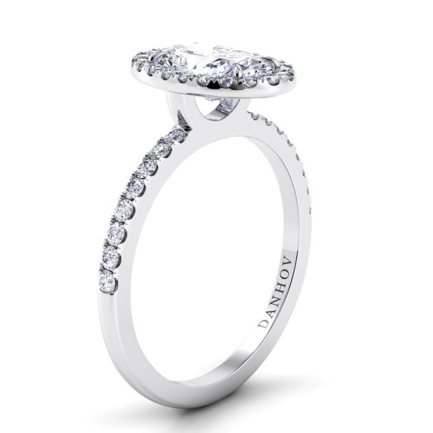 Danhov Per Lei Oval Engagement Ring in 14k White Gold