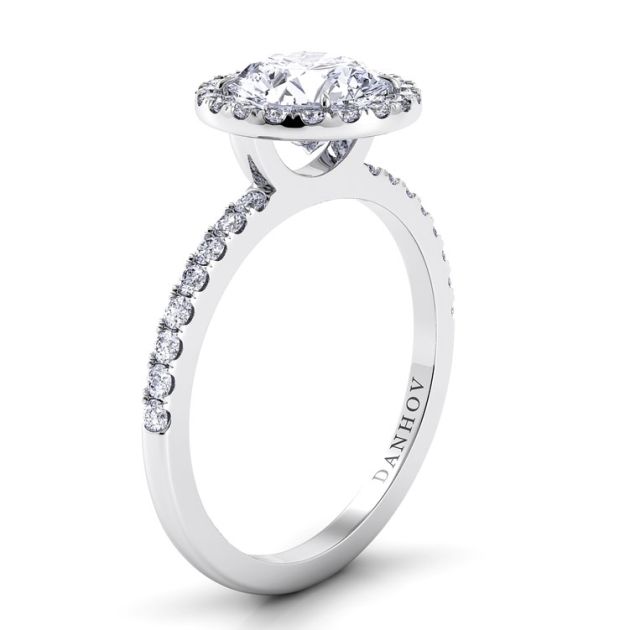 Danhov Per Lei Halo Diamond Engagement Ring in 14k White Gold